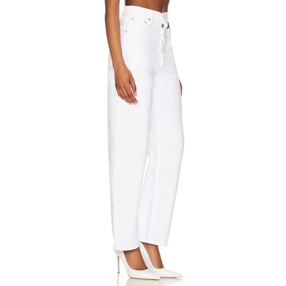 NWT AGOLDE Broken Waistband Ultra High Rise Straight Jean in Milkshake, Size 24 - Picture 2 of 16
